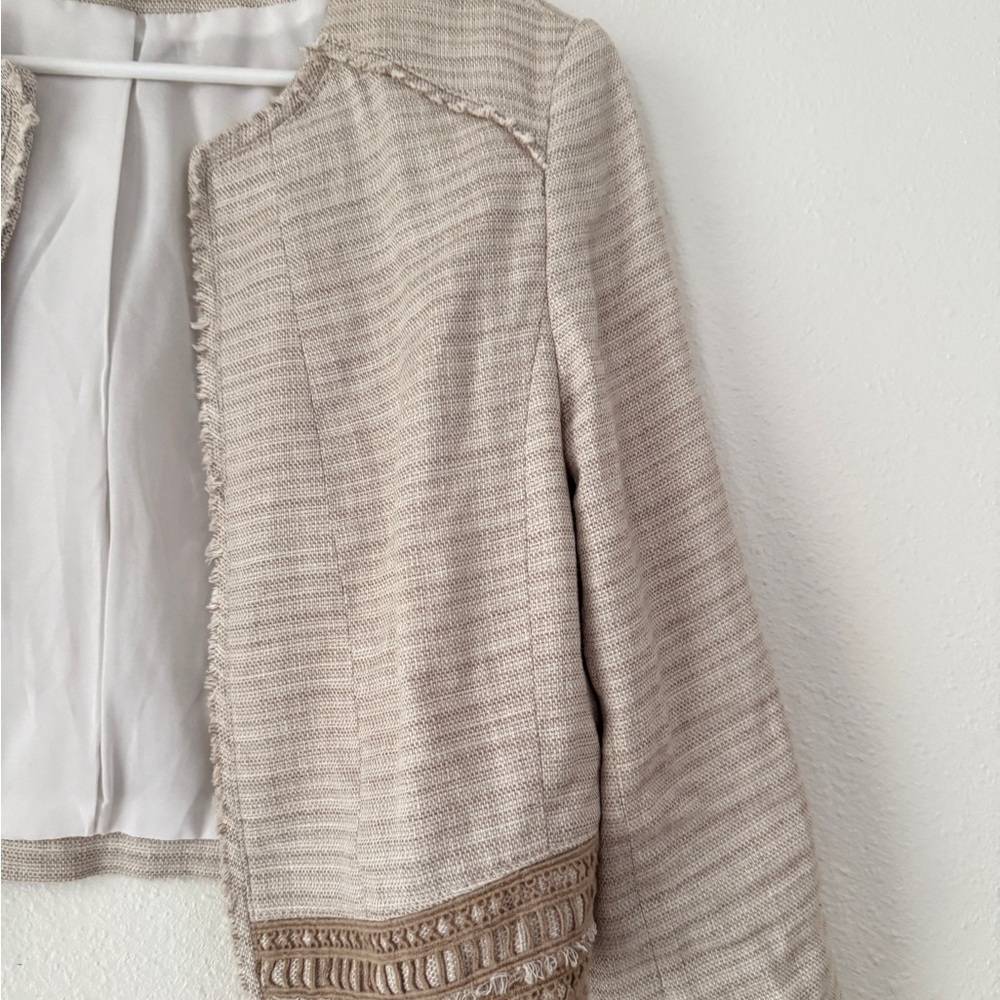 White House Black Market Womens 3Q Sleeve Natural Suit Jacket Size 8 - Picture 2 of 11